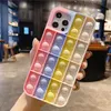 Pop It Fidget Unique 3D Decompression Phone Cases For Iphone 13 Pro Max 12 Mini 11Pro XR XSMAX X 10 8 7 Plus Soft Silicone Skin Mobile Cover