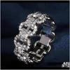 Anneaux de bande livraison directe 2021 Sier couleur Bling Zircon pierre chaîne anneau pour les femmes mariage fiançailles mode bijoux Rhqqb