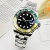 Fashion Blue Green High Quality GMT Men's Watch 40mm Stainless Steel Case Watch Chain Sapphire Glass Rotary Ceramic Fram307U