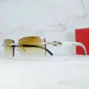 Top luxe designer zonnebril 20% korting op Rhinestone Square Wood Buffalo Horn Iced Out Fashion Mens Rimless Buffs Sunglass