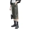 Lederen broek vrouwen Britse stijl plus size PU korte motor vijf punt broek casual rechte overalls streetwear side split 210601