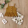 Retailwhole Baby Floral Tracksuit Clothing Set 2st Set Vestshort Girls Outfits Children Designers Kläder Kids Boutique 3 5966501