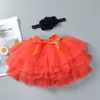 Baby meisjes rokken baby meisje tutu rok hoofdband 2 stks sets pasgeboren tule boog bloeiers regenboog korte jurken luiers cover 11 kleuren 749 y2