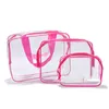 PVC-tvätt vattentät kosmetisk förvaringsväska 3 delar set resväskor Stor kapacitet Transparent Enkel modern stil XG0130