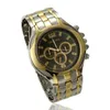 Hommes montres de luxe grand cadran à quartz rond analogique or argent mélange acier inoxydable heure montre-bracelet mâle Reloj Relogio Masculino montres-bracelets