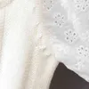 エレガントな女性の花の刺繍ニットブラウス夏のファッションレディースビンテージ爆弾トップス甘い女性ガールズシック210430