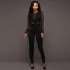 Jumpsuits femininos Macsuits 2021 Winter Women Lace Hollow Out Jumpsuit Patchwork Sexy Alto Cintura Lápis Calças Zipper Night Club Noite