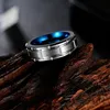 Blue Inner Square Carve Ring Band Vinger 8mm Tungsten Staal Mannen Hip Hop Sieraden Punk Tungsten Carbide Rings Will and Sandy