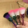 20 ensembles 6 pièces/ensemble Rose Gloden fleur forme pinceaux De maquillage ensemble poudre cosmétique visage Pinceis outil Pinceles De Maquillaje