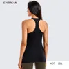 Débardeurs de yoga brossés pour femmes avec soutien-gorge intégré Racerback Activewear Sports Shirts