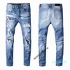 2021 Mens Designer Jeans Afligido Motociclista Rasgado Slim Fit Motocicleta Motocicleta Denim Para Homens S Moda Mans Preto Calças 21ss Derrame Home 685