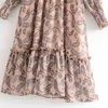 beauty Fashion Blogger Style Printed Long Dress Women Boho Ruffles Midi Dresses Female Vestido De Moda 210514