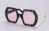 New fashion design women sunglasses 0772 polygon frame with diamond embellishment simple and elegant style uv400 protection eyewea6815017