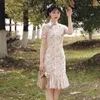 Çin Geleneksel Geliştirilmiş Cheongsam qipao Elbise Modern 2022 Elbiseler Kız Cheongsams için Yaz Beden Doğu Partisi Etnik Giysiler