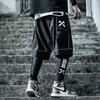 Techwear Hip Hop Black Tactics男性貨物ショートパンツ夏の反射雄リボンジョガーズカジュアルポケット戦術的な街210716