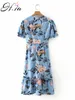 H.SA élégant imprimé fleuri à volants femmes printemps été à manches courtes robe Vintage dames vêtements quotidiens 210417