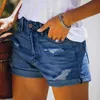 Summer Women Trendy Ripped Denim Spodenki Moda Damska Kieszeń Solidne Dżinsy Spodnie Kobiet Hole Dotn Casual 210809