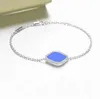 Klassiskt mode 4/fyrbladklöver Enkelblomma hängande Charm Armband Kedja 18K guld Agate Shell Pärlemor för kvinnor Flickor Alla hjärtans smycken present