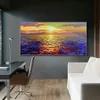 Decoratieve kunstmoderne abstracte zeegezichtschemer zonsondergang olieverfschilderij op canvas handgemaakte foto's posters geschenken voor woonkamer, grote salon, home decor