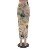 Women High Waist Leaf Printed Bodycon Maxi Skirts 210621