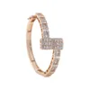 New Gold Sier Color Opened Square Zircon Charm Bracelet Iced Out Bling Baguette CZ Bangle For Men Women Jewelry