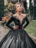 Wspaniałe Czarne Suknie Wieczorowe Koraliki Velvet Deigner Długie Rękawy Ruched Satin Robe de Soirée Custom Made Prom Suknia