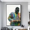 Pôsteres e impressões de arte em tela de Biggie Smalls Portriat de pinturas em tela de Biggie Smalls na parede, arte moderna, decoração de casa