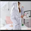 Womens Sleepwear Mulheres Bathrobe Roupa Com Capuz Senhoras Das Desenhos Animados Bonito Inverno Quente Casual Flanela Kimono Vestidos de Vestidos de Banho Longo 3emo4