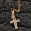 Män Hip Hop Style Cubic Zirconia Micro Pave Cross och Crown Pendant Halsband