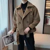 winter 2021 korean version of woolen windbreaker jacket short ins net red mens casual fashion trend tooling jacket