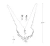 Ensemble de bijoux de mariage en perles d'eau douce faites à la main, couleur argent, boucles d'oreilles florales, collier, accessoires pour femmes, H1022