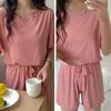 Pijamas para mulheres Verão Solta Sleepwear Sexy pijamas Conjunto de tanques de tanques de shorts Casual Nightwear Homewear X0526