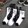 New Fashion Street Culture Men and Women Socks Cotton White Black Graffiti Harajuku HipHop Skateboard Sport Funny Happy Sockings
