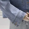 Kurtki damskie Kobiety Krótki dżinsy w stylu dżinsy luźne duże kieszeń długie rękaw Koreański swobodny jasnoniebieski dżins 2022 Wiosenna jesień