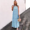 Loose Boho Wzburzyć Szycie Bez Rękawów Maxi Dress Dla Kobiet Lato Sexy Lace-Up Dot Szaty Femme Vestido 210517