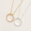 30Pcs/lot Wholesale New Fashion Forever Lover Circle Pendant Necklace for Women Gold Color Round Necklace for Couple Jewelry X0707