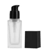 30ml Square Liquid Foundation Frosted Glass Bottle Essence Emulsion Refillable Empty Bottles Cosmetic Packaging Container