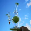 Стиль шарика в стиле шарика для душа 14 -мм женские кальяны с зелеными фиолетовыми стеклянными бонками с масляной буровой установкой с мишей с чашкой толщиной 4 мм.