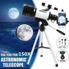 150X astronomiskt teleskop med bärbart stativ Refractive Space Monocular Zoom Spotscope för att titta på Moon Star 220225