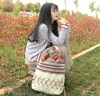 Original ethnic canvas sack pack lady cotton printed colorful backpack straw string