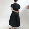 Estate Donna Vintage Abito allentato Abito coreano Casual Vita alta Elegante manica a sbuffo Lungo Maxi Vestido De Mujer 210514