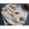 Summer Women Shirts Plus Size Short Sleeve Vintage Cotton Linen Blouses Paisley Print Loose Casual Shirt Lady Tops P12 210512