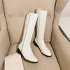 Winter Riding Boots Женские молния густые каблуки колено высокие PU кожаные круглые носки длинные туфли дамы падение большого размера 33-43 210517