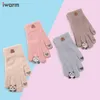 Winter Touch Screen Gloves Women's Finger Warm Velvet Thickened Cute Panda Korean Style Knitted Gloves1