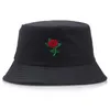 Geniş Brim Şapka Yaz 4-Renk Işlemeli Gül Kova Şapka Erkekler ve Kadınlar için Güneşlik Düz Üst Panama Balıkçı Caps Romantik Harajuku