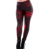 [Tu es mon secret] Mode Rouge Plus Size Leggings Femme Taches de Sang Impression Numérique 3D Fitness Leggins Femmes Crayon Pantalon Noir 210925