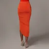 女性スカートドローストリング包帯ハイウエストスカートアシンメトリービンテージセクシーブラックファッション210524