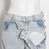 TWOTYLE Casual Denim Hosen für Frauen Hohe Taille Tasche Streetwear Lose Breite Bein Jeans Weibliche Herbst Mode 210809