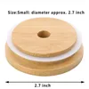 70mm/86mm Friendly Mason Lids Reusable Bamboo Caps Tops with Straw Hole and Silicone Seal for Masons Canning Drinking Jars Top RRE13100