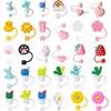 Creatieve Silicone Stro Tips Dekking Herbruikbare Drinkstof Cap Splash Proof Plugs Lids Anti-Dust Tip Sunflower Cherry Blossom Rainbow Cat Paw voor 6-8mm Straws ZC431